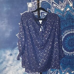 Navy Dressbarn Star Blouse, NWT, Size: 2X